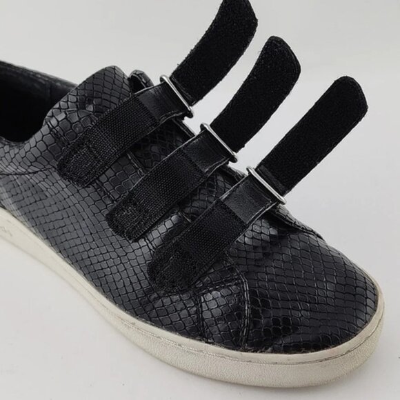 Michael Kors MK Women's Sneaker Shoes Black Reptile Texture 3 Straps Size 5M - Picture 13 of 14